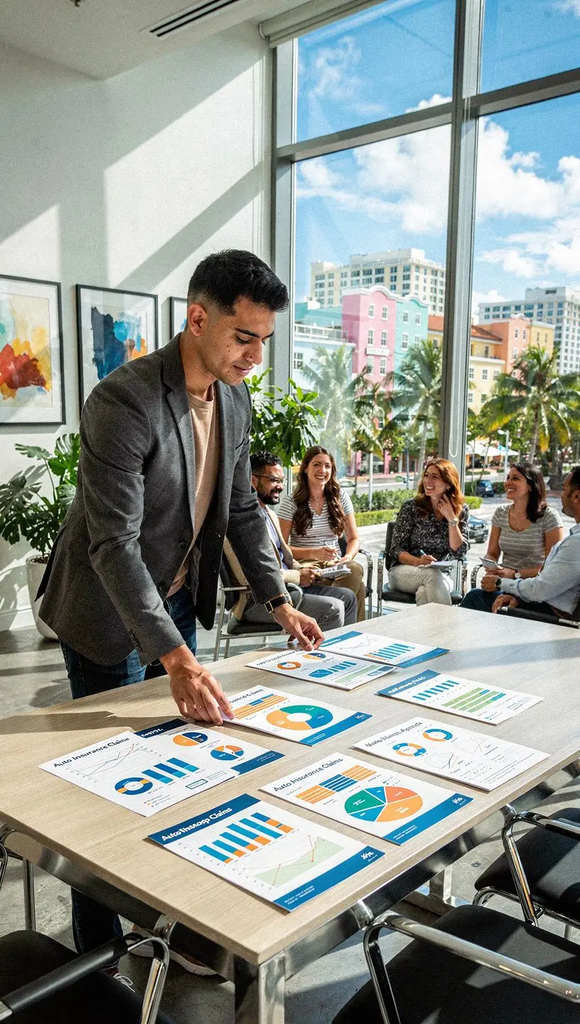 Ubezpieczeniowy doradca telefoniczny udzielający wsparcia klientowi w sprawie roszczeń.